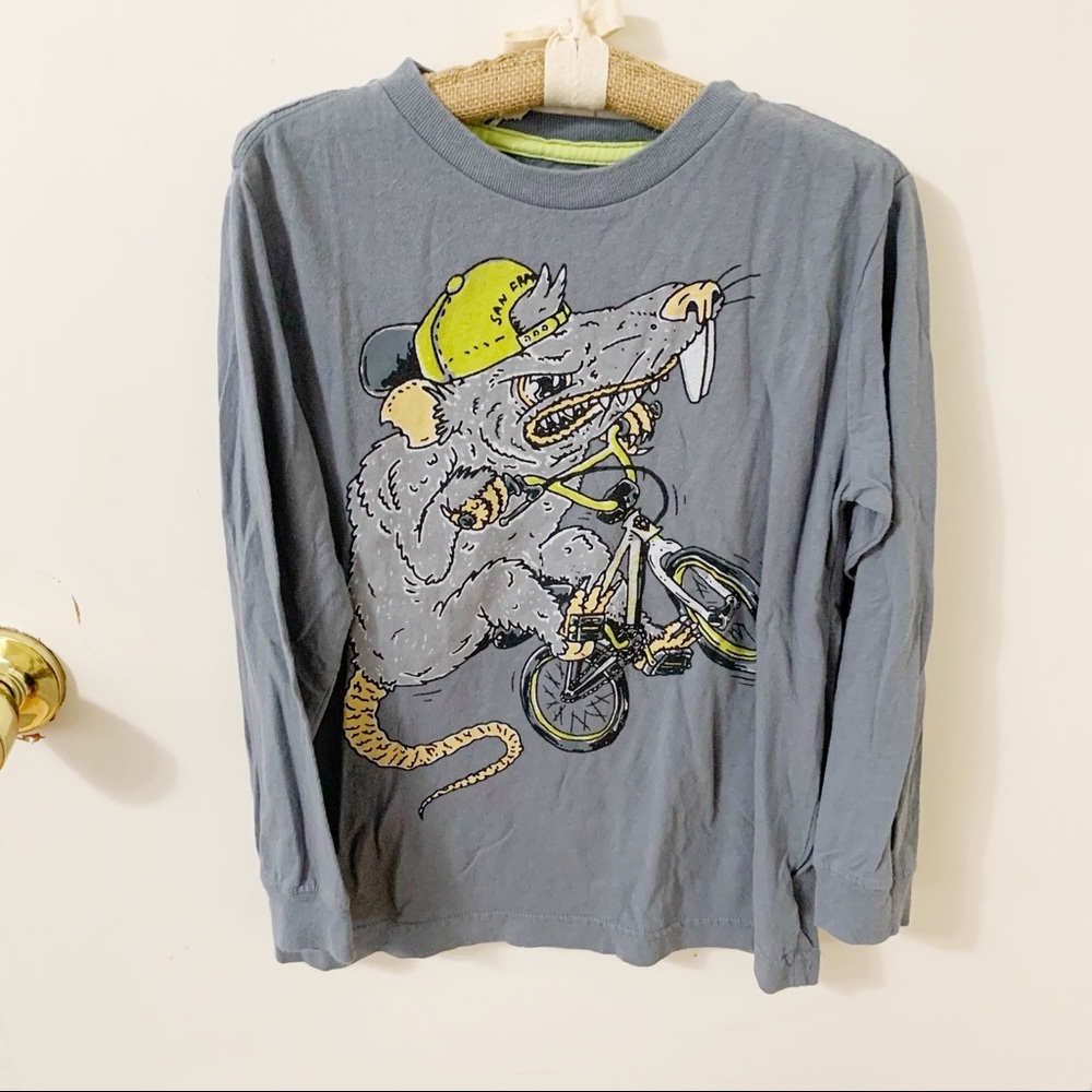 5/25 Old Navy kids boys long sleeve gray graphic tee shirt top small 6-7